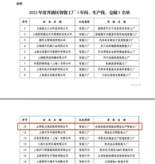 開啟智能智造新篇章！上海創(chuàng)力集團(tuán)獲評(píng)“2023年度青浦區(qū)智能工廠”稱號(hào)(圖2)